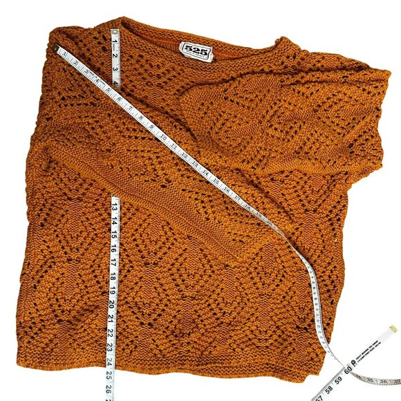 525 AMERICA Crochet Cotton Sweater Rustic Farmhouse Cottagecore Knit BohoTop OS - Picture 4 of 7